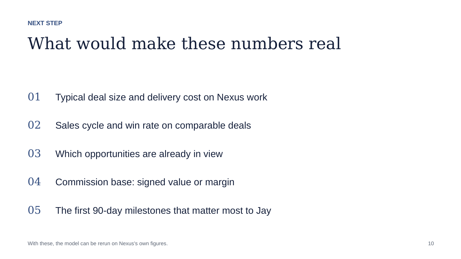 Slide 10: What would make these numbers real
